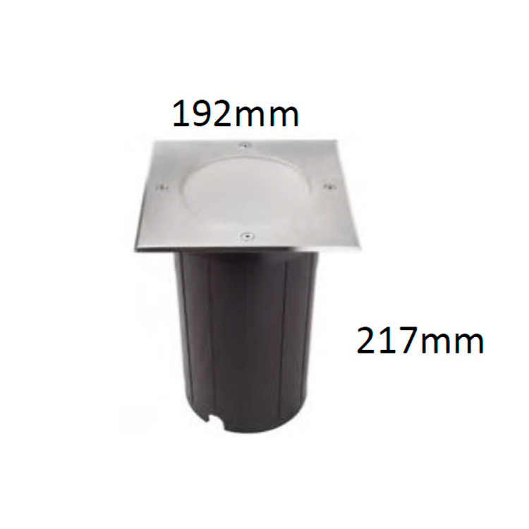 Baliza empotrable de suelo cuadrado E27 en acero inoxidable IP67