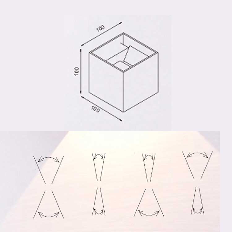 Aplique cubo Óxido 3000K 12W IP65