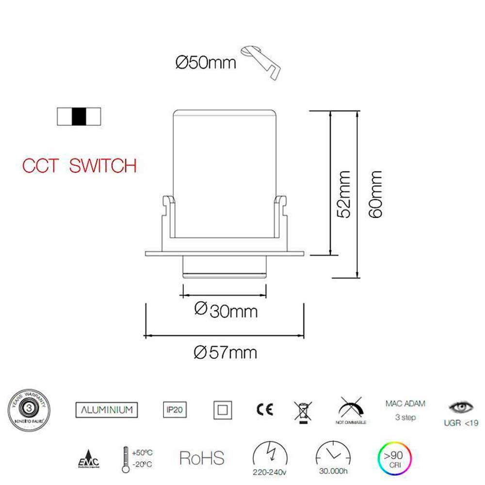 Foco 4W Negro Nano Oxo-R 45º