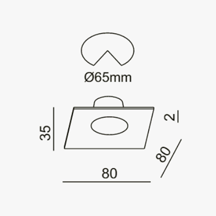 Empotrable cuadrado blanco mate 5W 60º 80x80mm 4000K
