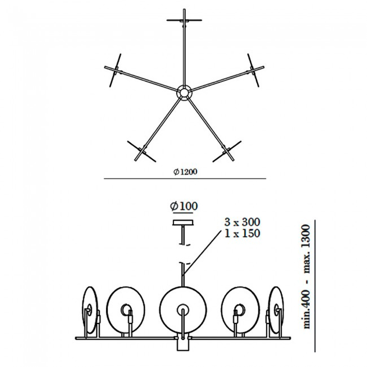 Lámpara de colgar ERTO 5xG9 5W difusores de alabastro