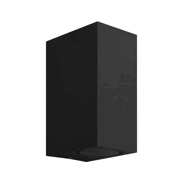 Aplique rectangular negro 2xGU10 IP54