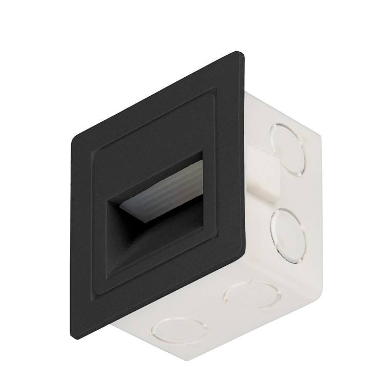 Baliza empotrable de pared 3W 3000K cuadrado negro