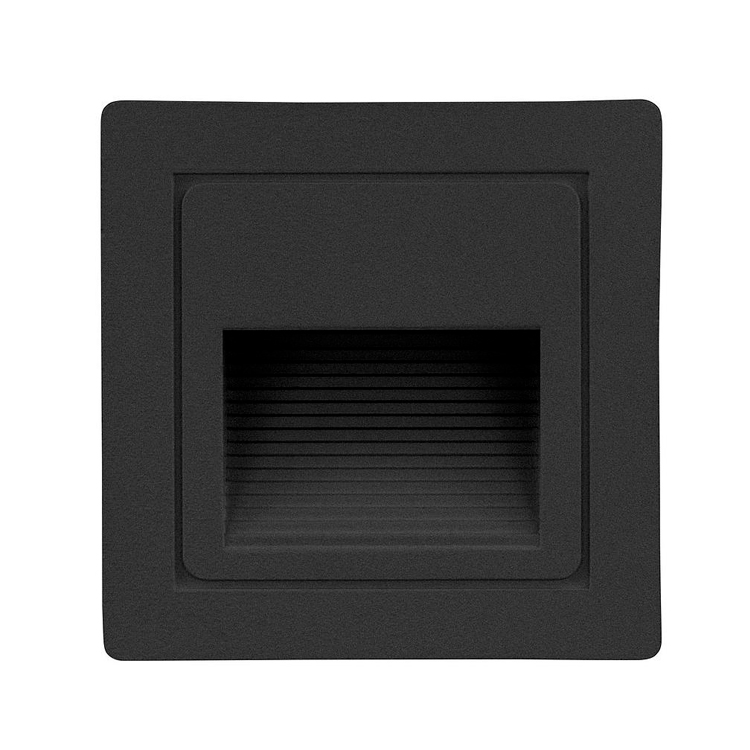 Baliza empotrable de pared 3W 3000K cuadrado negro