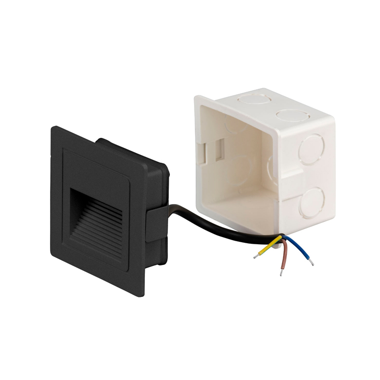 Baliza empotrable de pared 3W 3000K cuadrado negro