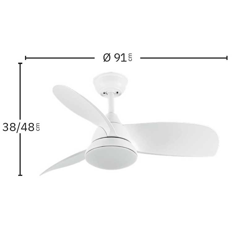 Ventilador de techo DC 24W ÁTOMO Blanco y Haya
