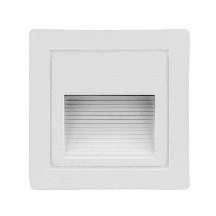 Baliza empotrable de pared 2W 3000K cuadrado blanco