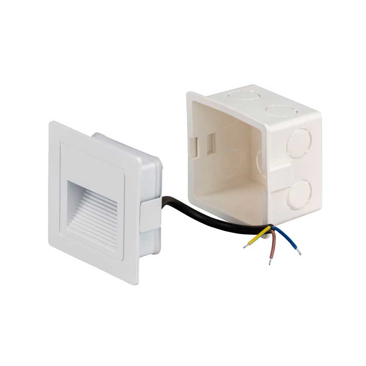 Baliza empotrable de pared 2W 3000K cuadrado blanco
