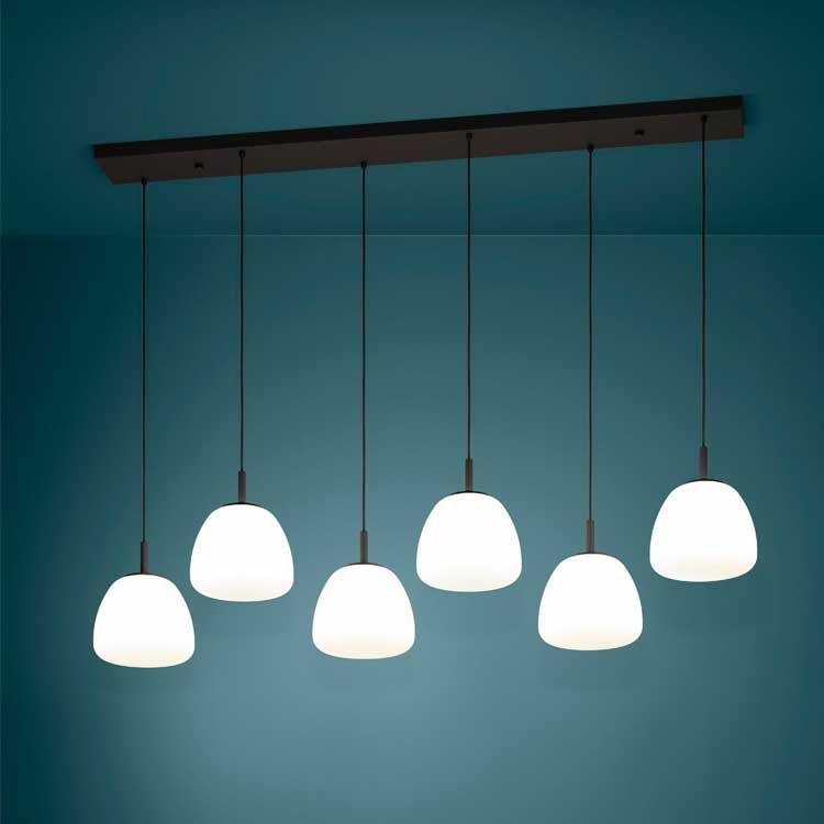 Lámpara colgante BALMES 6xE27 Tulipas cristal opal