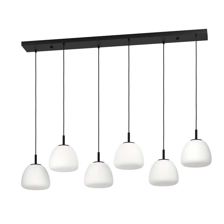 Lámpara colgante BALMES 6xE27 Tulipas cristal opal