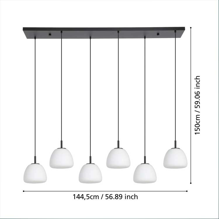 Lámpara colgante BALMES 6xE27 Tulipas cristal opal