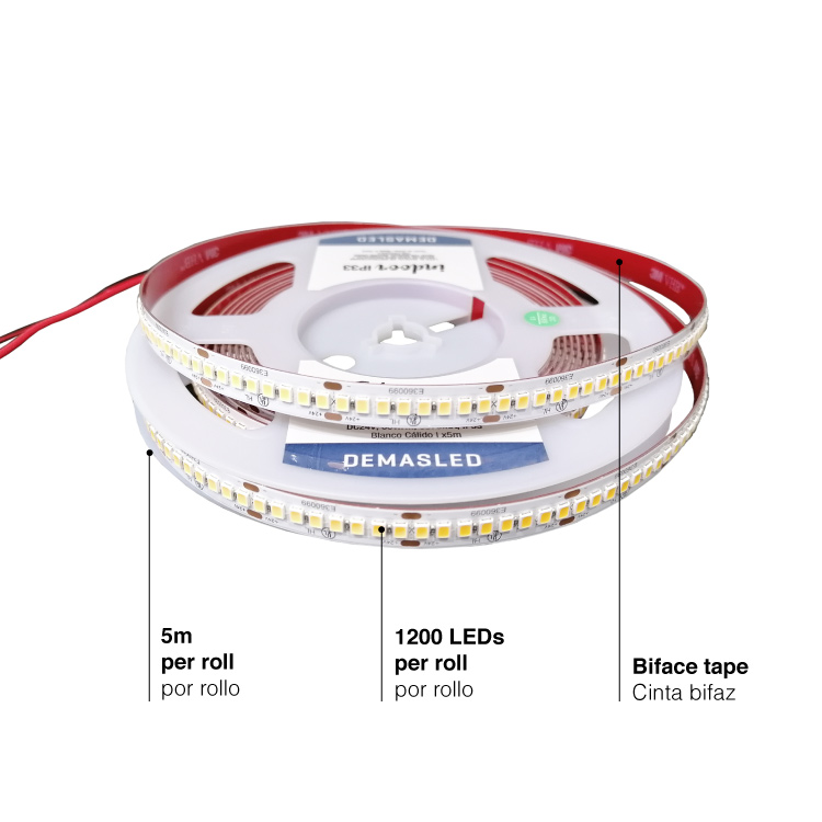 Tira LED SMD2835, 24V 33W/m, Blanco calido 4600 lm/m 240 LEDs/m, 5m