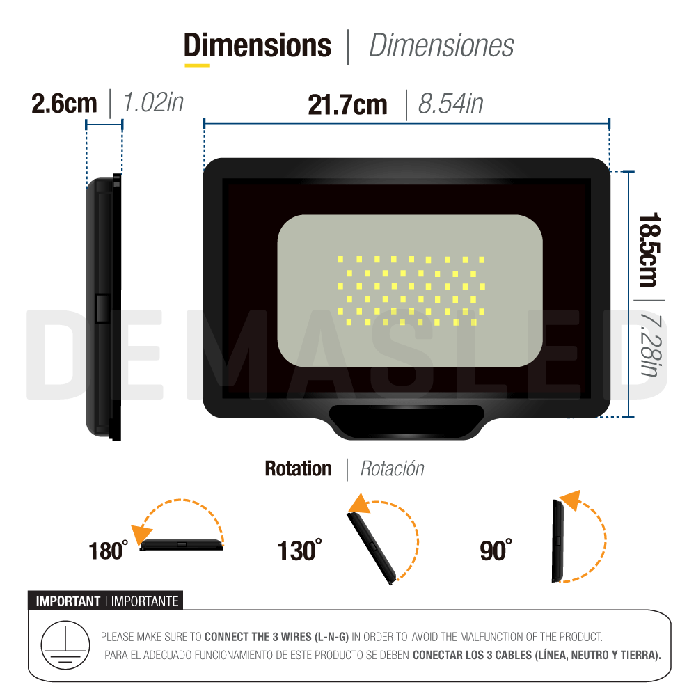 Proyector LED para Exteriores 50W 4250lm Blanco Frio 6500K, 220V