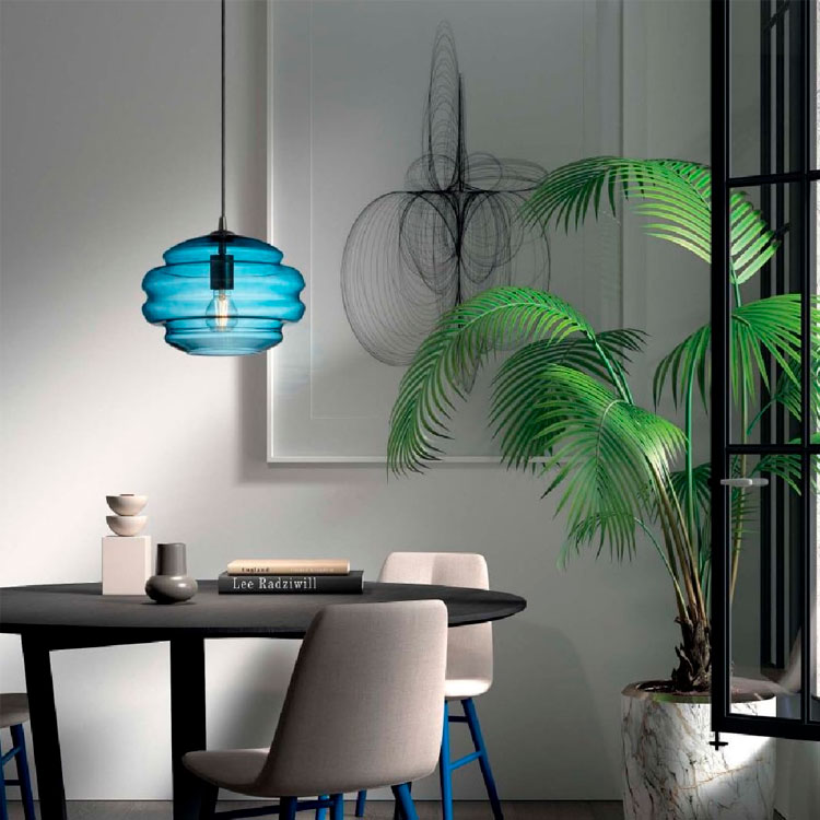 Colgante Mel cristal azul y negro 30cm para 1 E27 (no incluida)