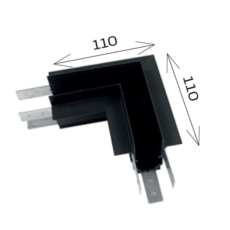 Conexión para empotrar en L 90º negro MAGNETO