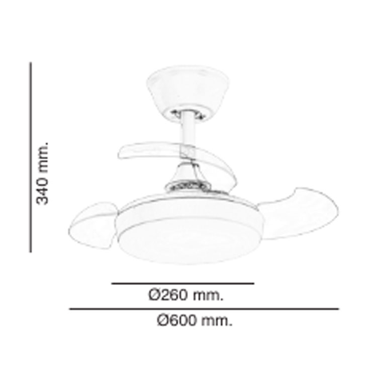 Ventilador 36W Blanco CCT 60cm Mini XS