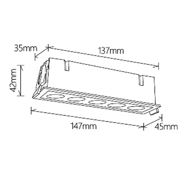 Empotrable rectangular 5 luces 12W 3000K BL Blanco interior Negro