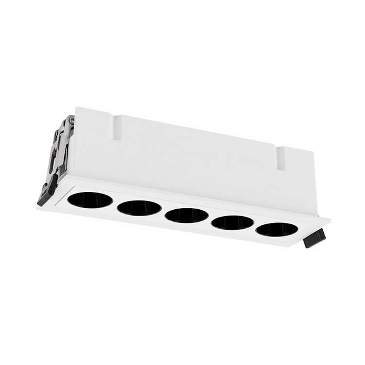 Empotrable rectangular 5 luces 12W 3000K BL Blanco interior Negro