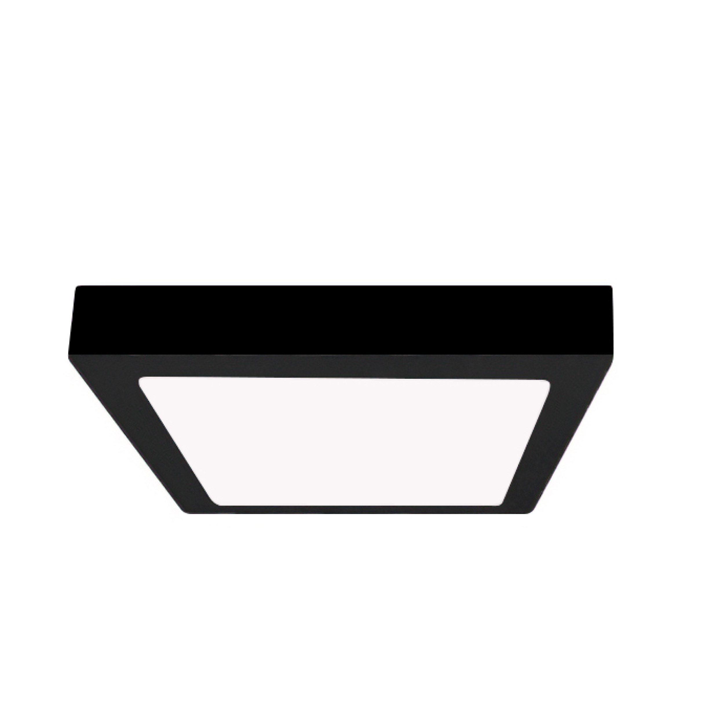 Plafón cuadrado de superficie Negro 18W 21,3x21,3cm Blanco cálido 3000°K