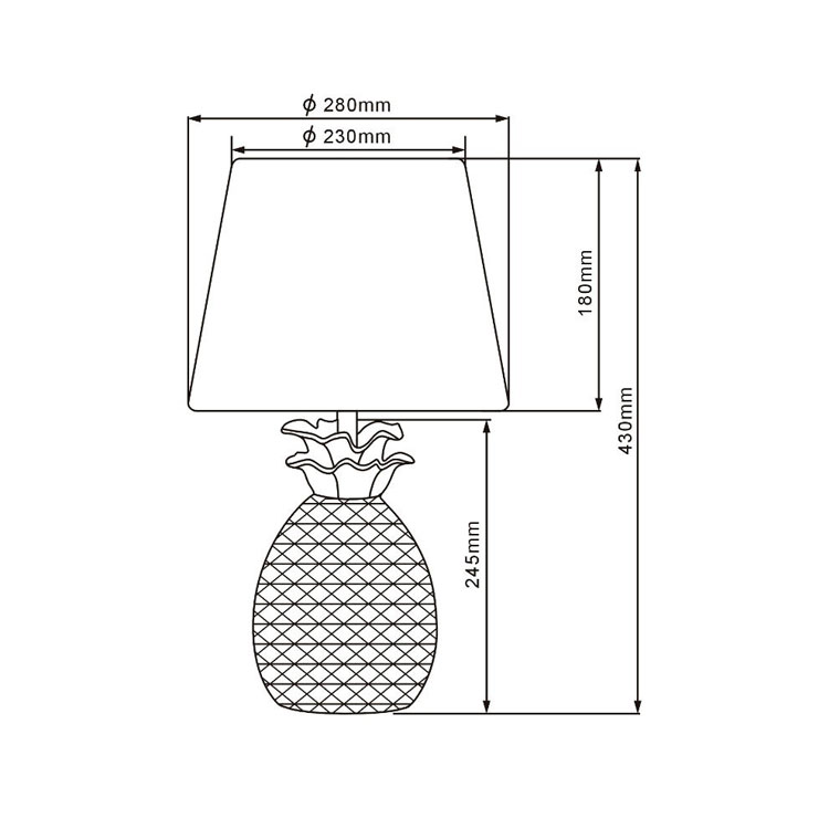 Lámpara de sobremesa cerámica para E27 pineapple