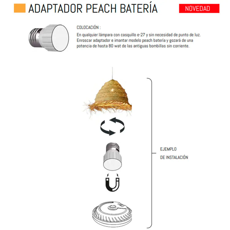 Adaptador para Lámpara recargable con batería
