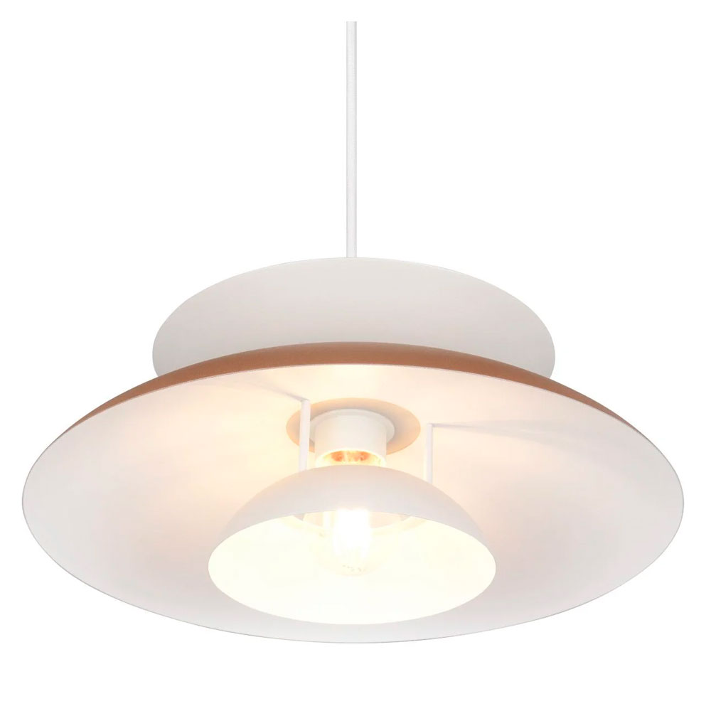 Colgante metal blanco grande para una bombilla E27 Amarila