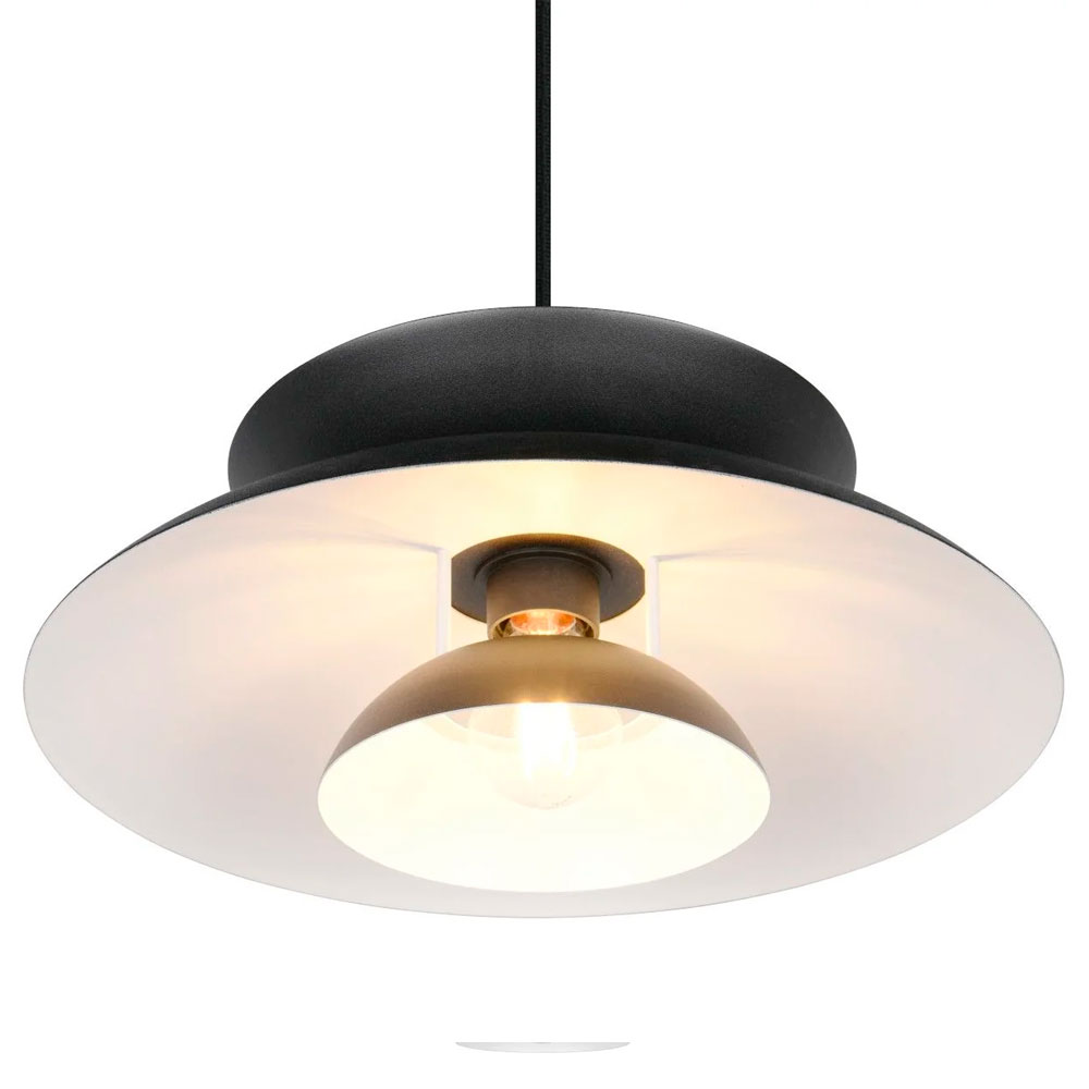 Colgante metal negro grande para una bombilla E27 Amarila