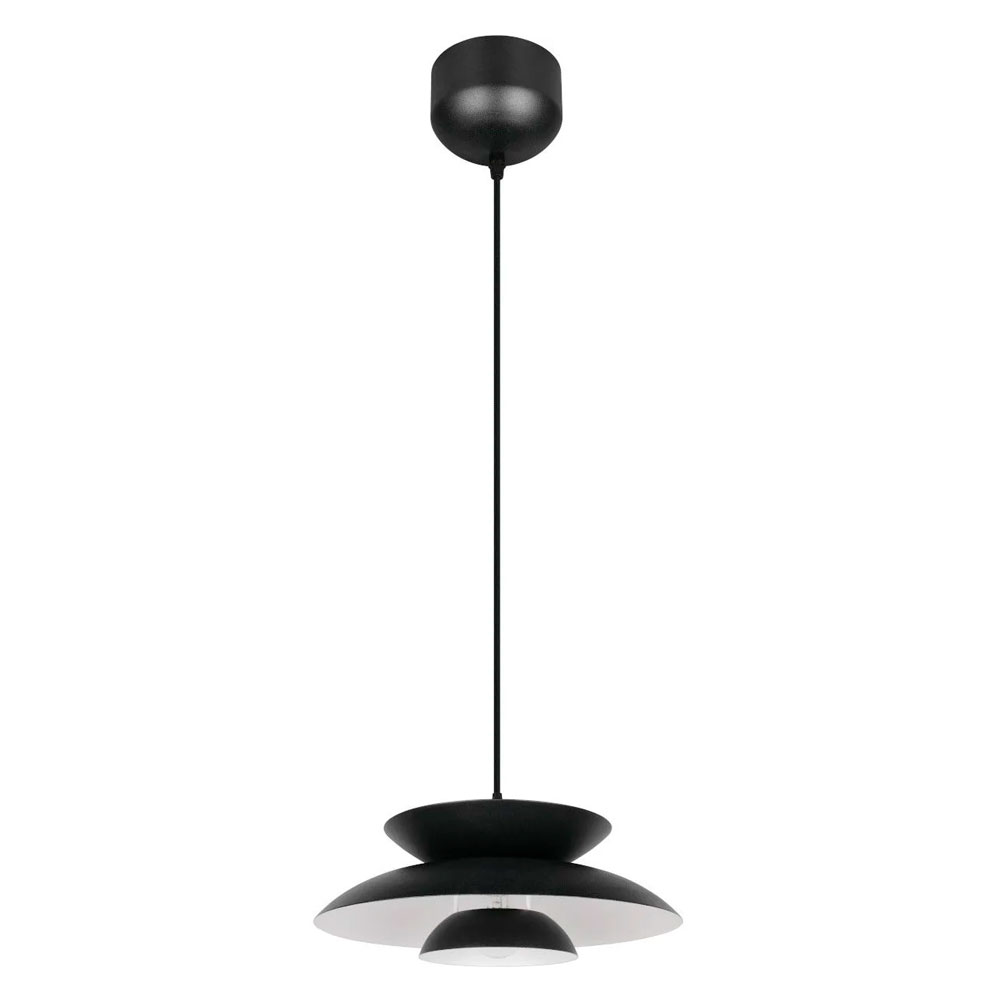 Colgante metal negro grande para una bombilla E27 Amarila