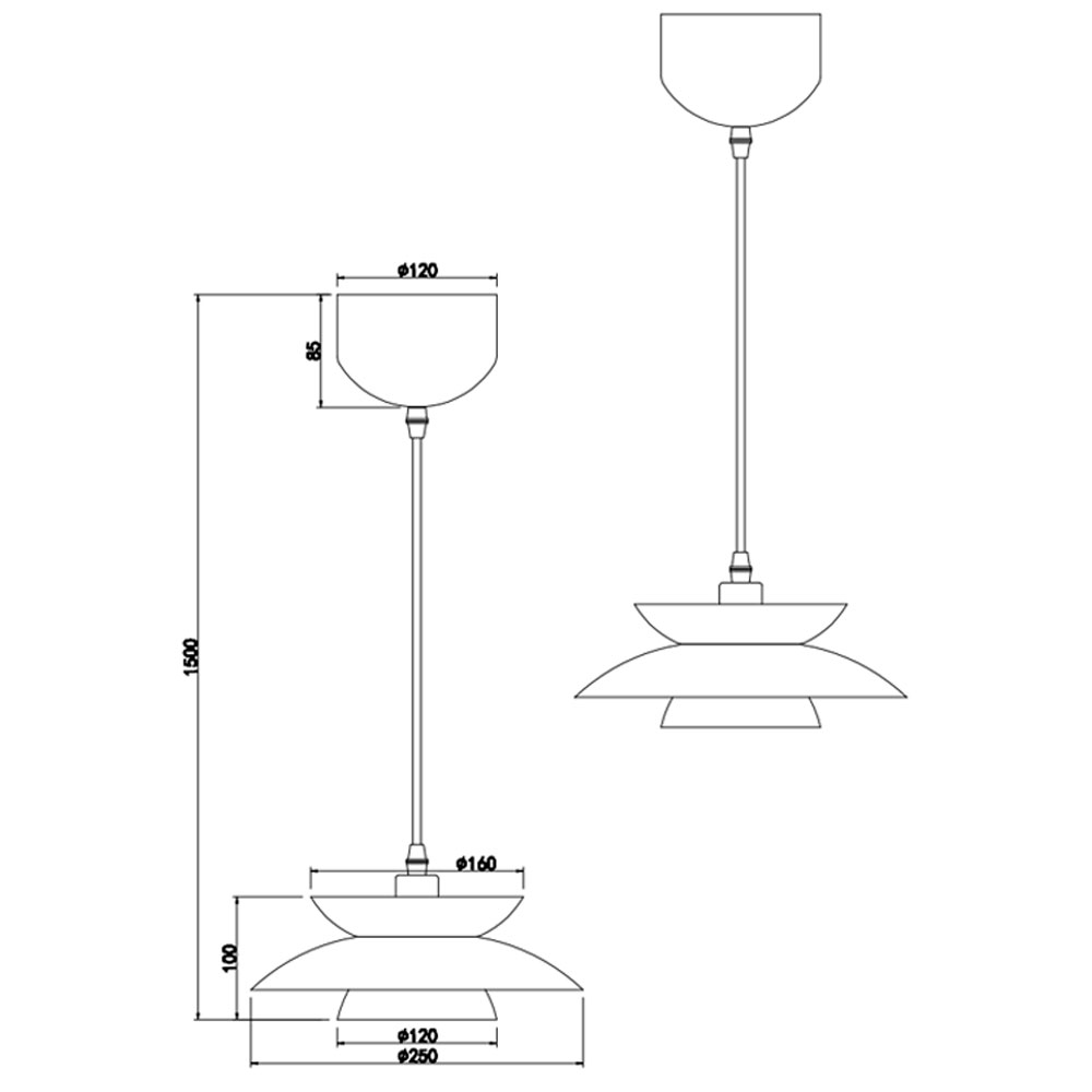 Colgante metal negro pequeño para una bombilla E14 Amarila