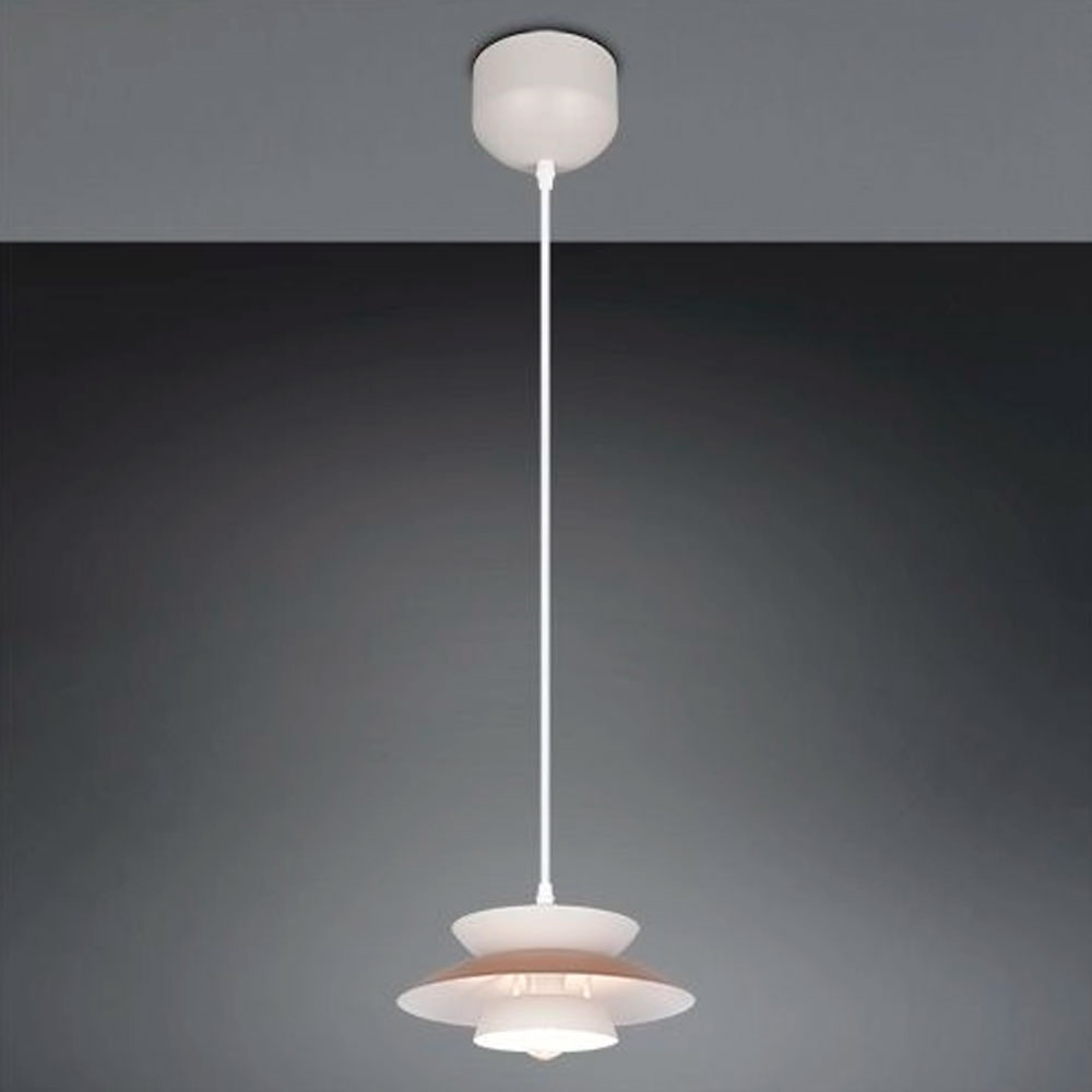 Colgante metal blanco pequeño para una bombilla E14 Amarila