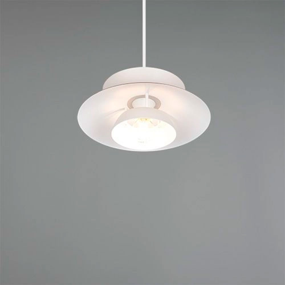 Colgante metal blanco pequeño para una bombilla E14 Amarila