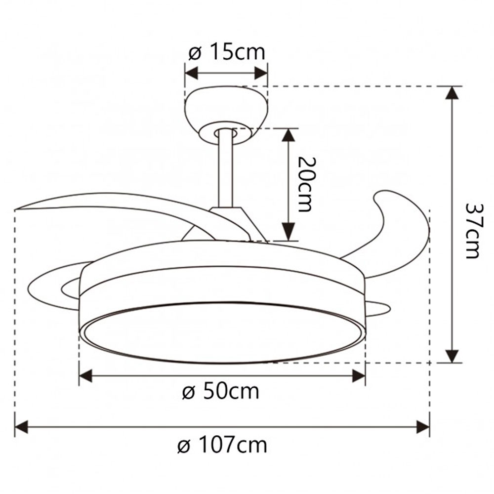 Ventilador de techo 50cm 68W CCT con aspas Desplegables Togo blanco