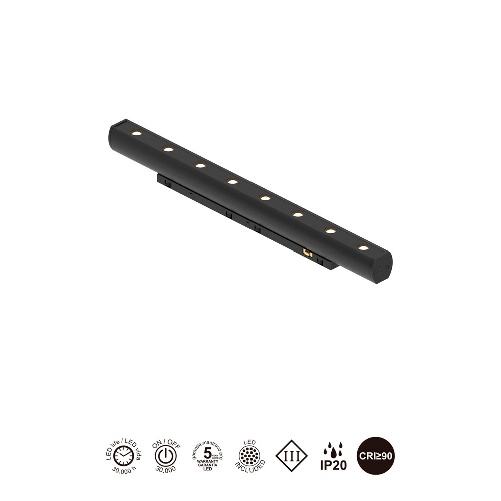 Lineal LED 6W 360º mini Negro MAG