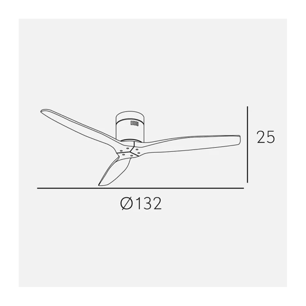 Ventilador de techo cuero roble 3 palas motor DC 132cm Agu 