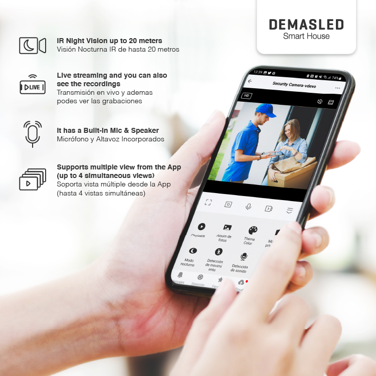 Cámara Smart WIFI HD de exterior 1080p 12V IP65