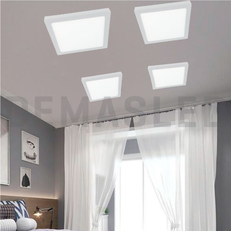 Plafón LED cuadrado blanco de 30x30cm, 24W 1920lm Frío, de aplicar
