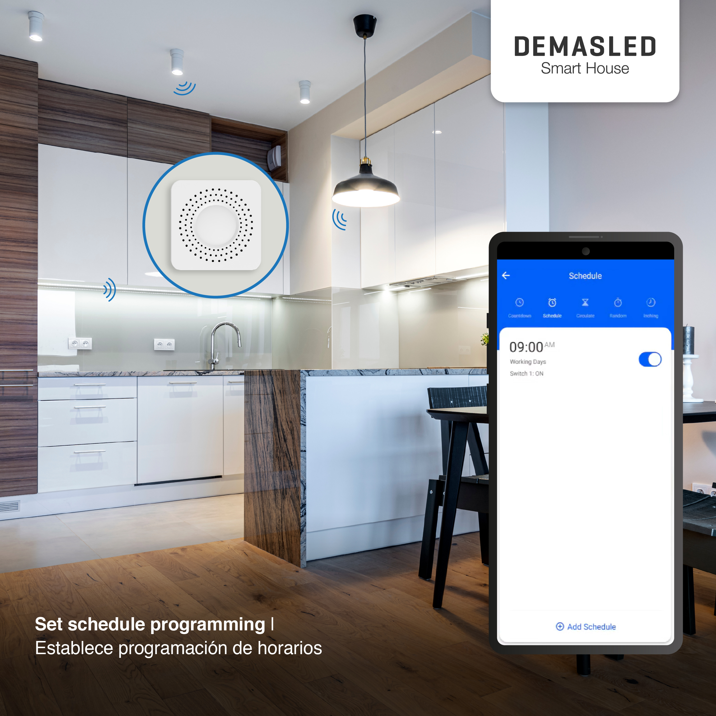 Mini Smart Switch WiFi+RF 3 Canales 50-60Hz 10A max 2.4GHz
