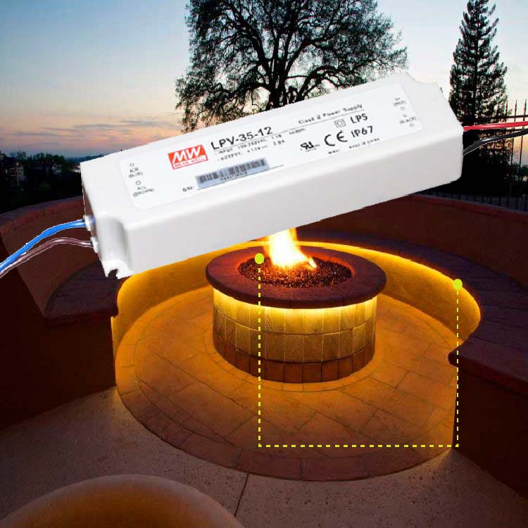 Fuente Switching MEANWELL 12V 3A 36W, 90-264VAC Exterior IP67