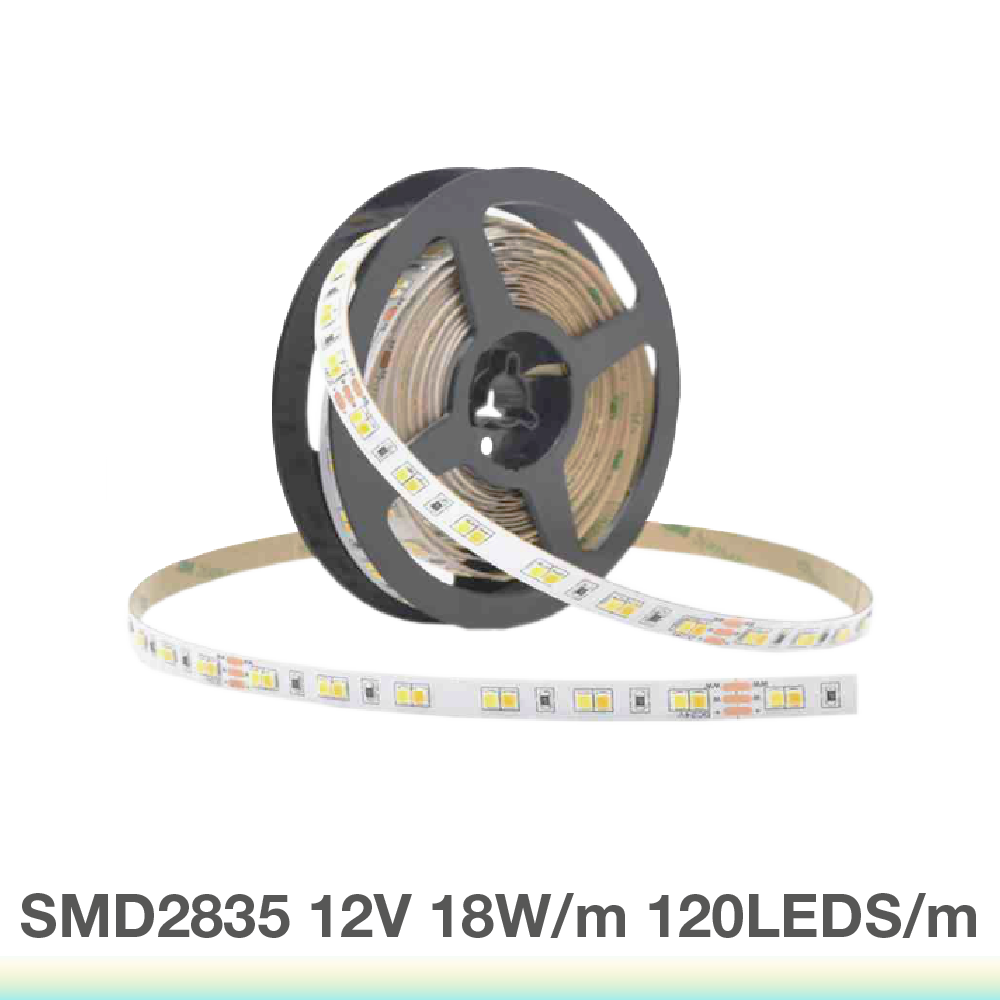 Tira LED SMD2835, 12V 8W/m Mix Frío-Cálido 880lm/m 120 LED/m, 5m