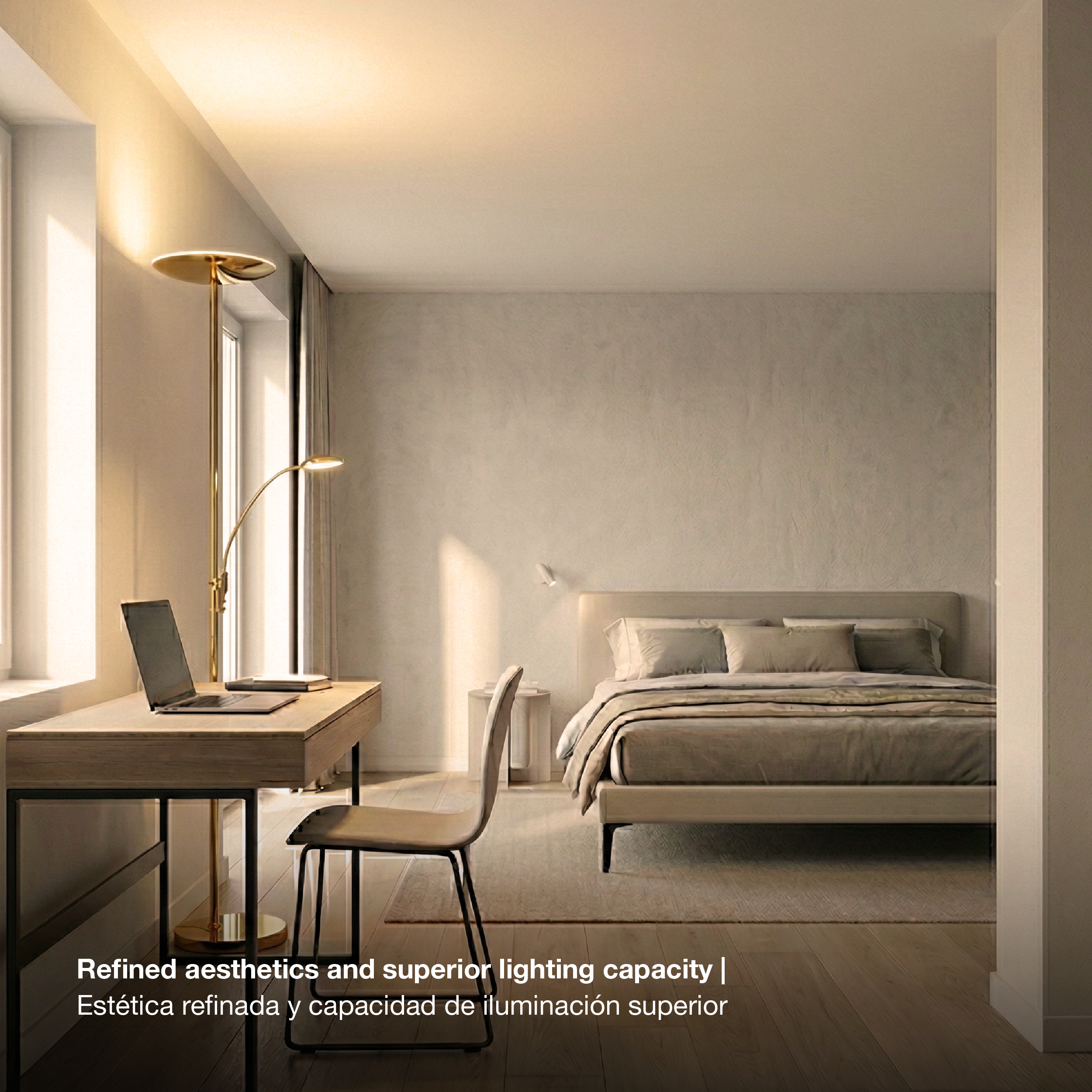 Lámpara de Pie LED con Luz de Lectura Dimerizable Bronce Ø290x30mm 25W Blanco Cálido 3000K 1800mm