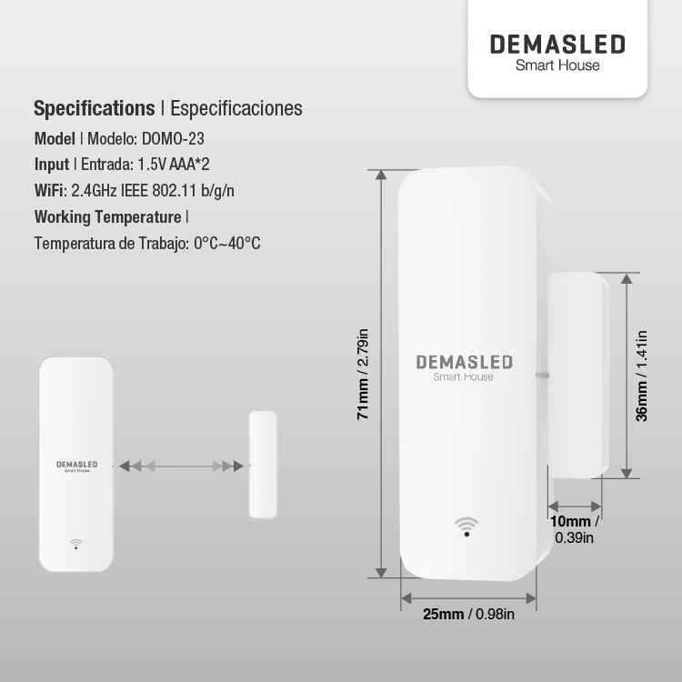 Sensor Inteligente Smart House para puertas y ventanas, 2.4GHz