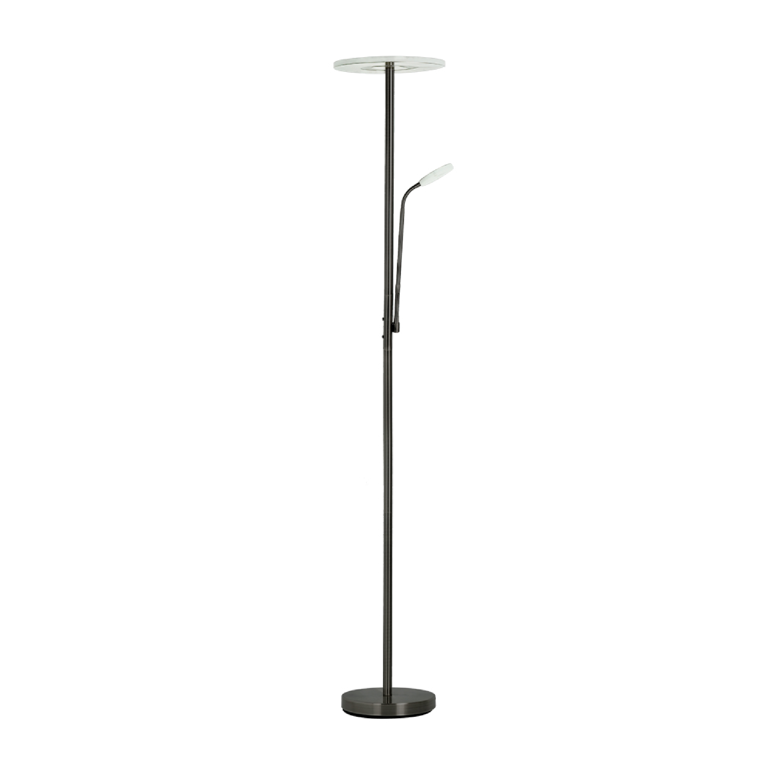 Lámpara de Pie LED con Luz de Lectura Dimerizable Negro Ø300x16mm 28W CCT 1800mm