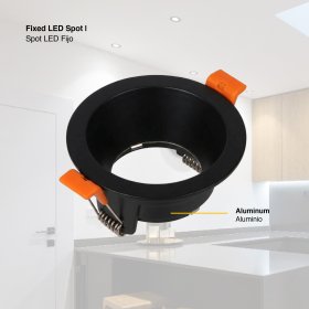 Spot Negro Fijo sin soporte para lámpara GU10 ø90mm