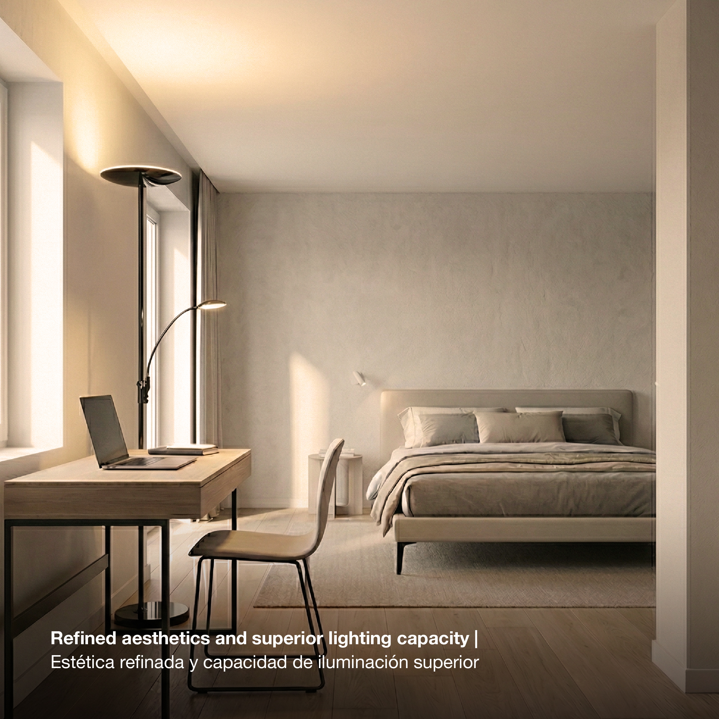 Lámpara de Pie LED con Luz de Lectura Dimerizable Negro Ø290x30mm 25W Blanco Cálido 3000K 1800mm