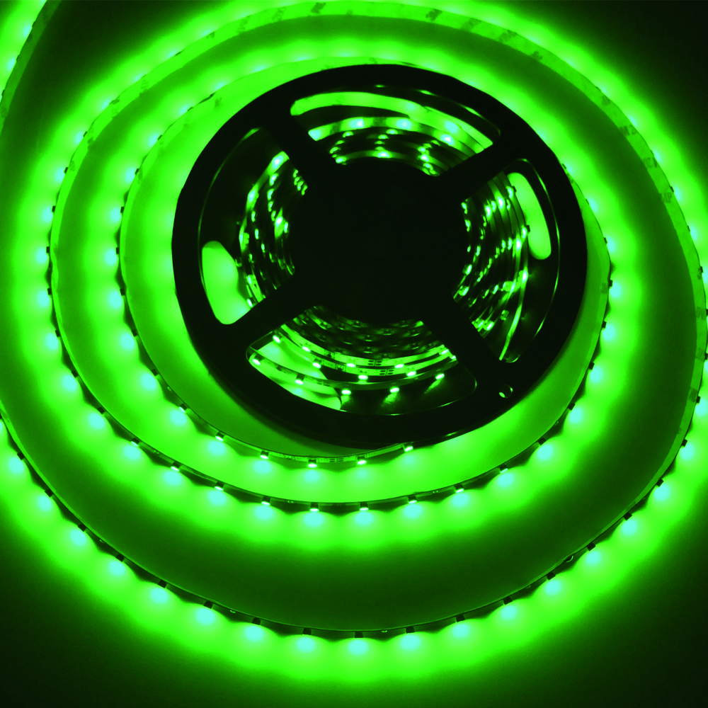 Tira LED SMD3528, 12V 4.5W/m, Verde 550nm, 300 lm/m 60 LEDs/m, 5m