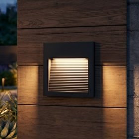 Aplique LED Exterior de Pared Cuadrado 6W IP65 Negro 12x12cm 220V Blanco Neutro