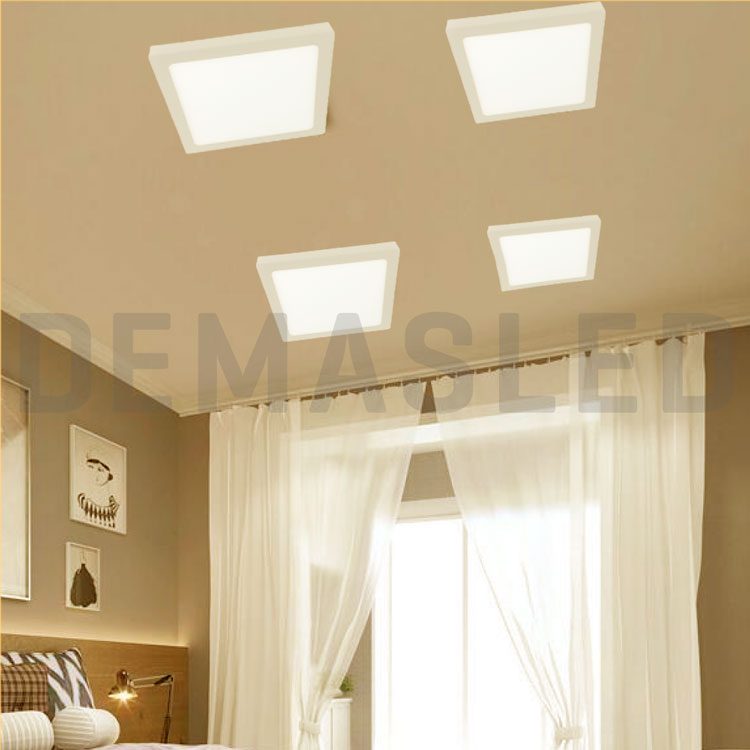 Plafón LED cuadrado blanco de 21,3x21,3cm 18W 1440lm Cálido, aplicar