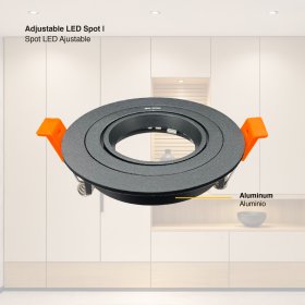 Spot Negro Ajustable sin soporte para lámpara GU10 ø91mm