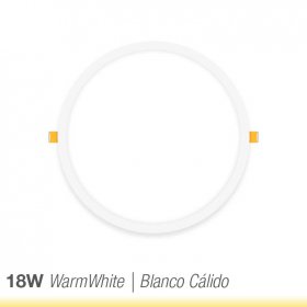 Panel LED redondo blanco de 22cm, 18W 1500lm Cálido, de empotrar