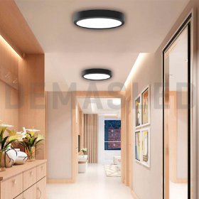 Plafón LED redondo Superficie 18W 1440lm Neutro D-22cm 100-240V. NEGRO